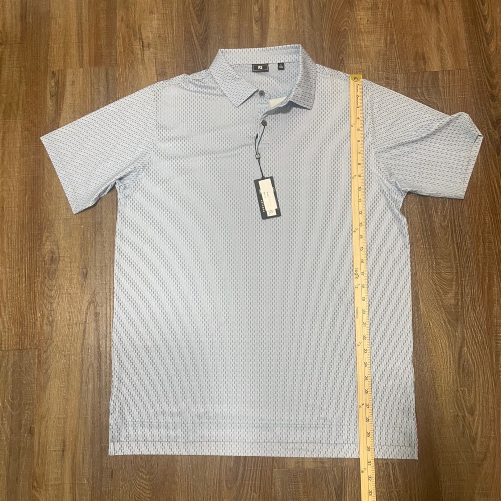 FootJoy‎ FJ Golf Polo Shirt Men Large Light Blue Pink Pattern Performance NWT - Picture 6 of 9